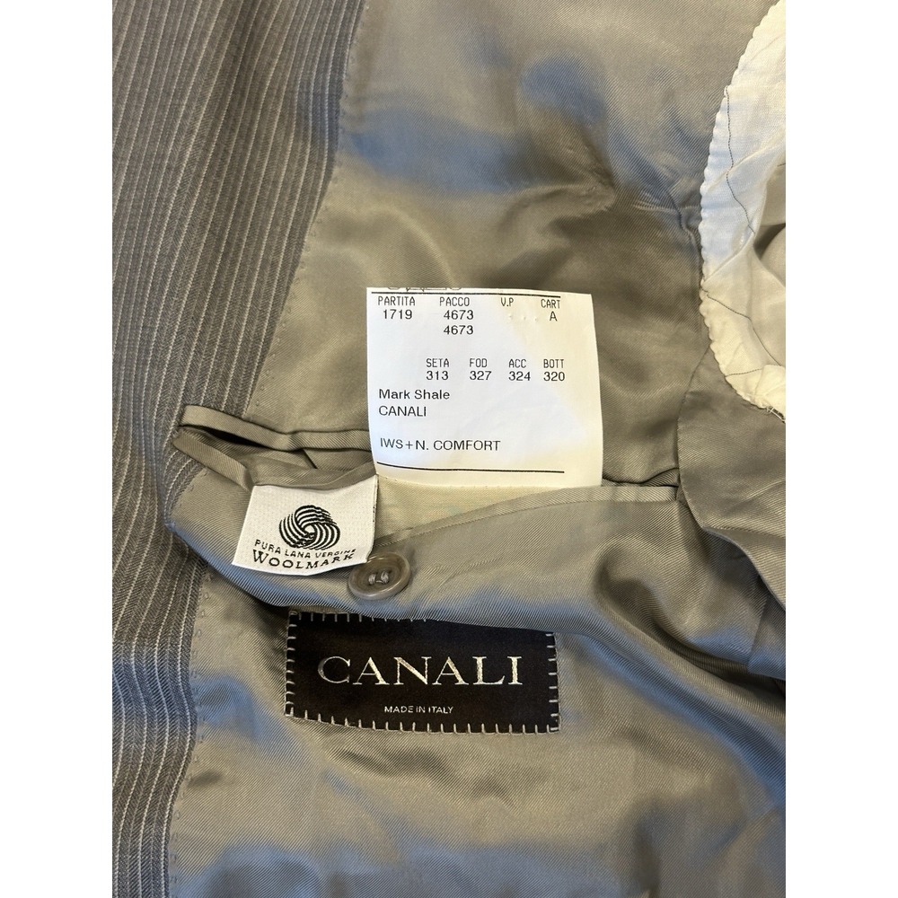 Canali Men's 40R Gray Pinstripe Blazer Sport Coat 100%‎ Wool Italy - Picture 11 of 16